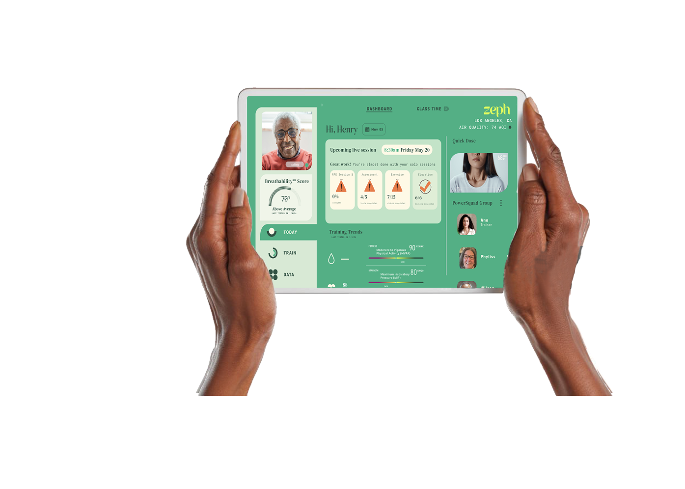 Zeph platform on tablet showing breathing plan
